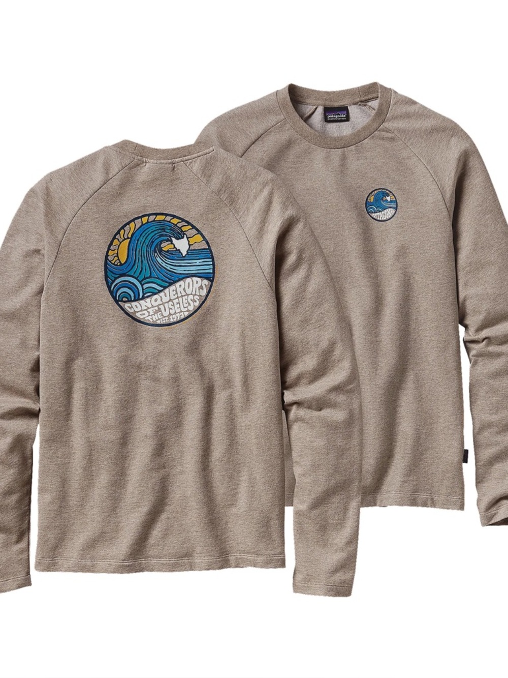 Patagonia Mens Set Wave Lightweight Oatmeal Crew Sweatshirt Large